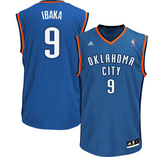 Camiseta Serge Ibaka 9 Oklahoma City Thunder adidas Azul Nino